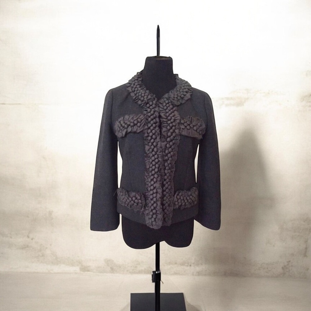 J Crew Women’s Grey 100% Wool Astrid Berry Cropped Jacket Blazer - Picture 2 of 10